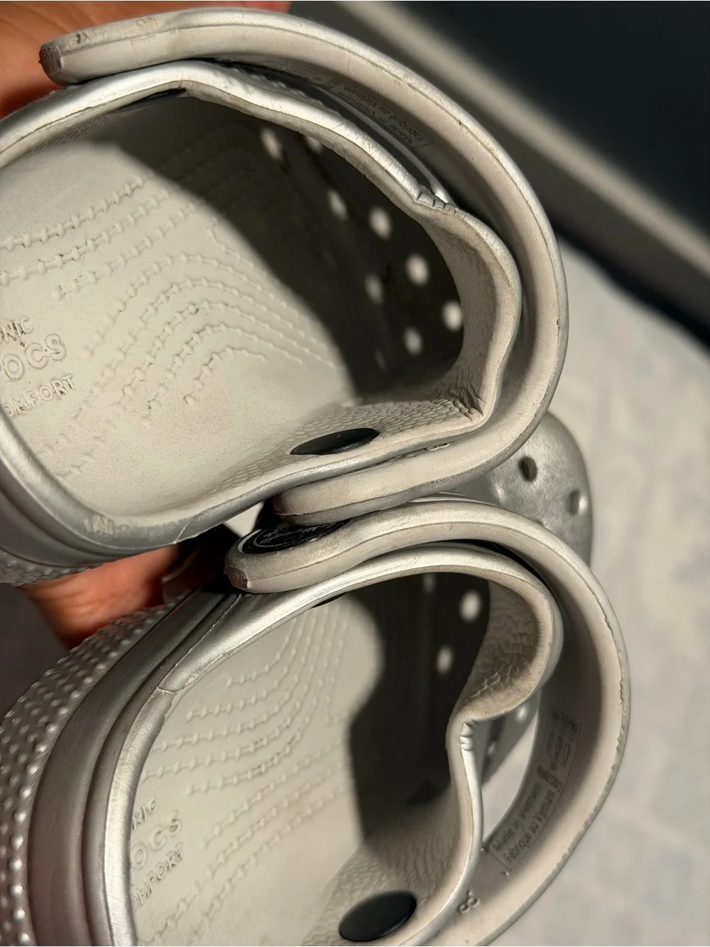 Crocs Classic Clogs for Kids in Metallic Silver